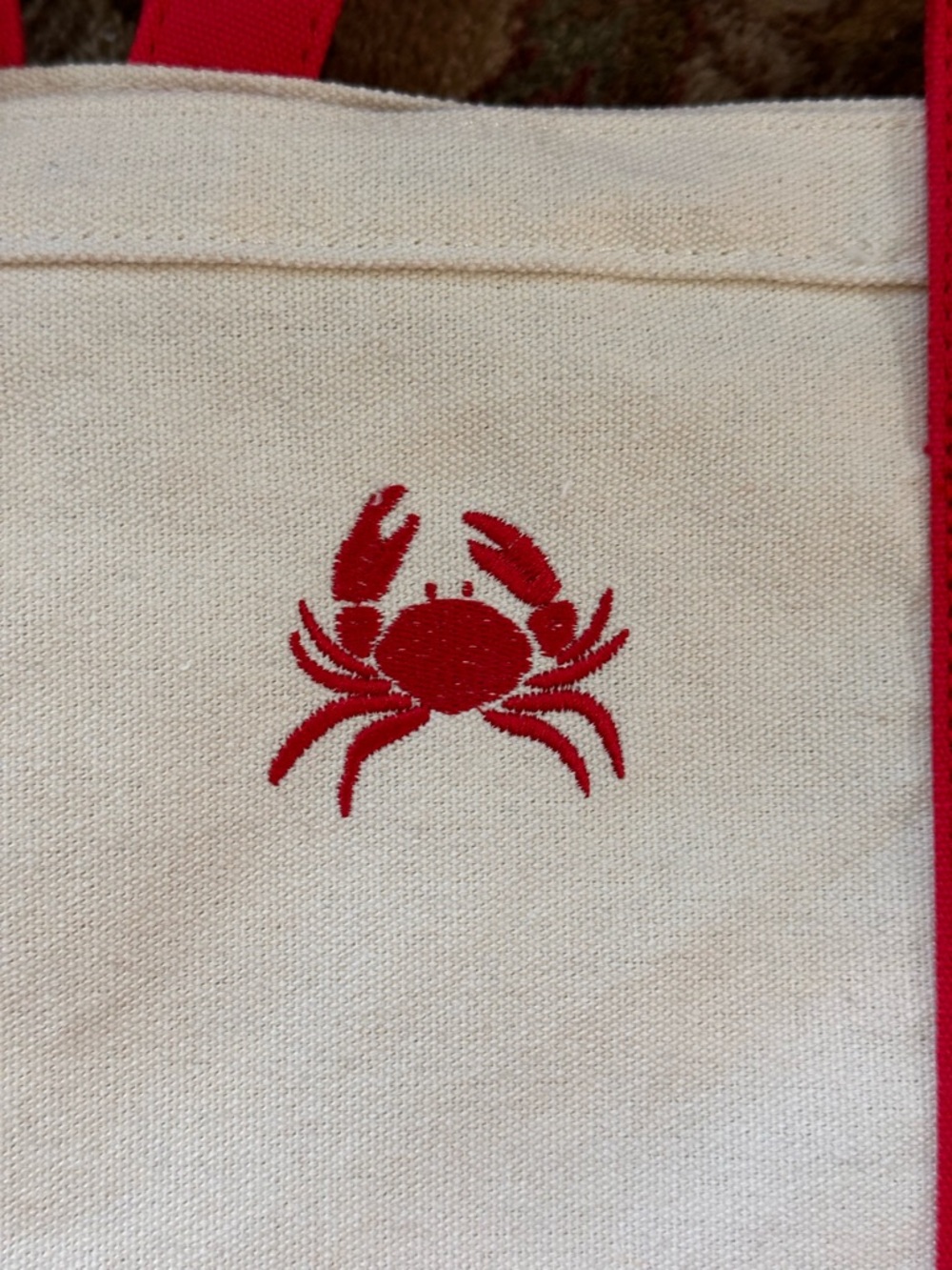 Canvas Mini Tote Bag Red Crab Nautical Beach Charm Small Tote NWT - Picture 4 of 5